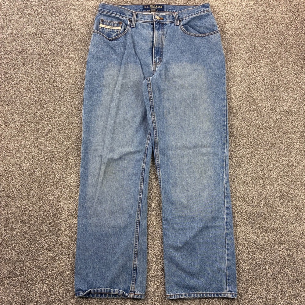 Vintage Y2K U.S. Polo Assn. Jeans Mens 34x32 Light Wash Denim Straight Leg Baggy